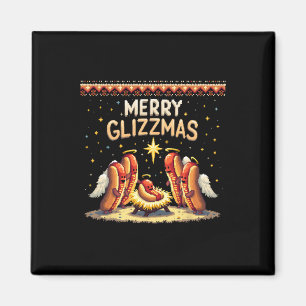 Merry Glizzmas Hot Dog Humour Funny Food Lovers Co Magnet