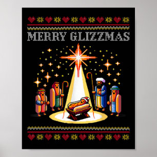 Merry Glizzmas Tacky Funny Merry Christmas Hot Dog Poster