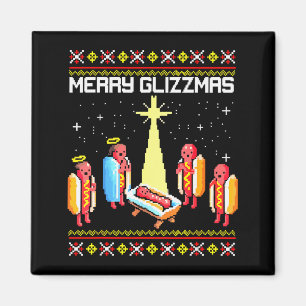 Merry Glizzmas Tacky Funny Merry Christmas Hotdogs Magnet