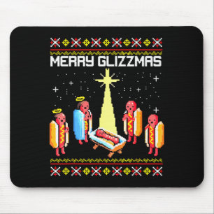 Merry Glizzmas Tacky Funny Merry Christmas Hotdogs Mouse Pad