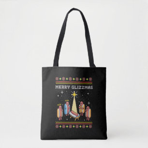 Merry Glizzmas Ugly Christmas Hot Dog Xmas Tote Bag