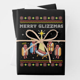 Merry Glizzmas Ugly Christmas Hot Dog Xmas Wrapping Paper Sheet