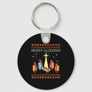 Merry Glizzmas Ugly Christmas Sweater Funny Hot Do Key Ring