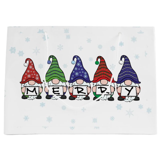Merry Gnomes  Large Gift Bag (Front)