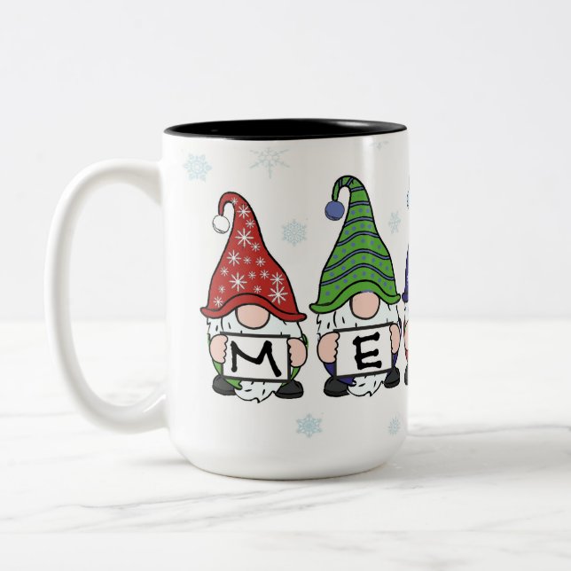 Merry Gnomes Two-Tone Coffee Mug (Left)
