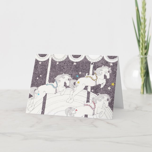 Merry Go Round and Round Holiday Card (Front)