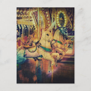 Merry Go Round Animals Grunge Holiday Postcard