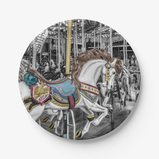 Merry Go Round Carousel Paper Plate (Front)