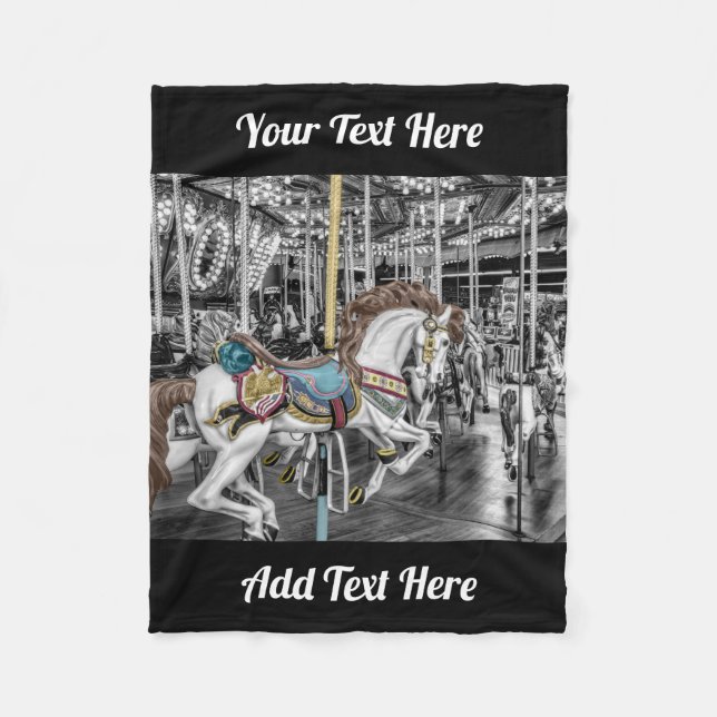 Merry Go Round Carousel Photography Fleece Blanket (Front)