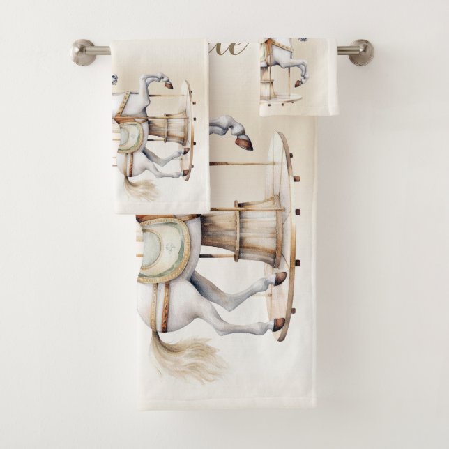 Merry Go Round Circus Carnival Beautiful Cute Bath Towel Set (Insitu)