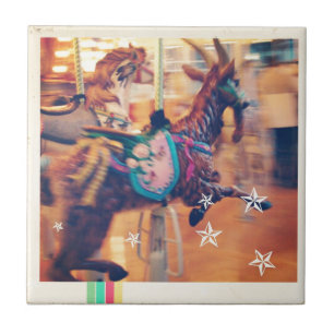 Merry Go Round Goat Ceramic Tile