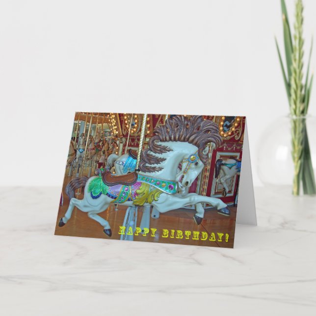 Merry-Go-Round Horse, Birthday Holiday Card (Front)
