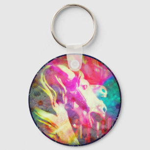 Merry Go Round Horse Digital Art Key Ring