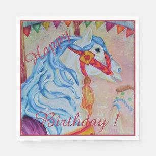 Merry-go-Round Horse Happy Birthday Party Napkin