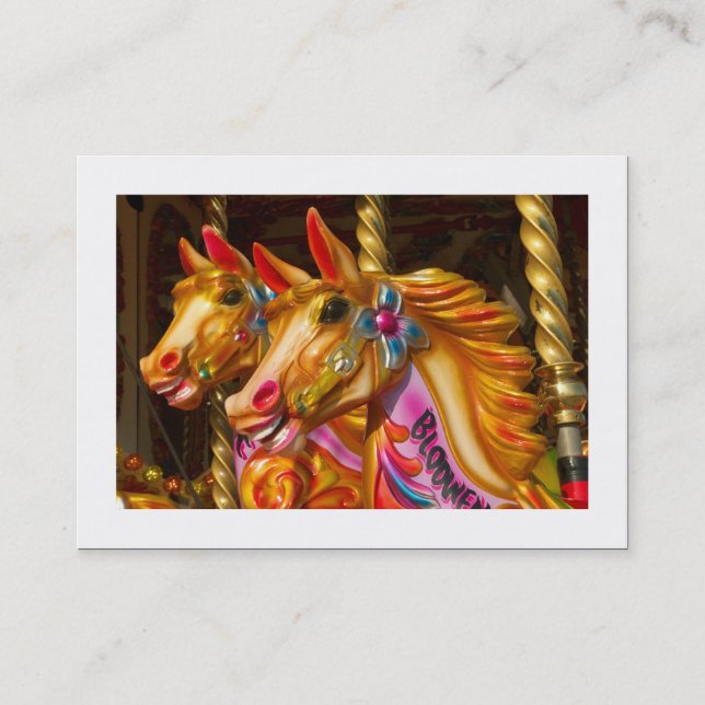 Merry-go-Round Horses (Bordered) Business Card (Front)