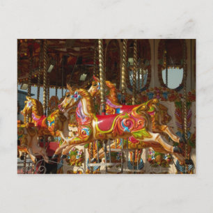Merry-go-round Horses Holiday Postcard