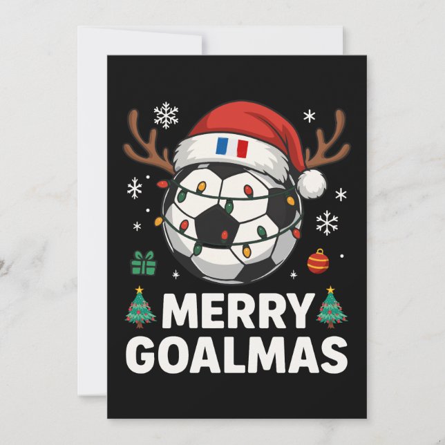 Merry Goalmas France - Funny Soccer Christmas Invitation (Front)