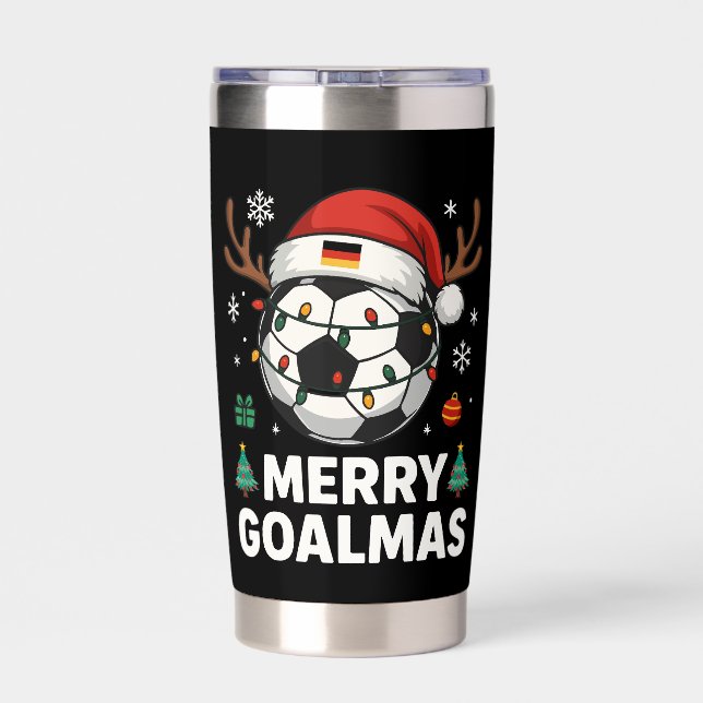 Merry Goalmas - Funny Soccer Christmas Insulated Tumbler (Back)