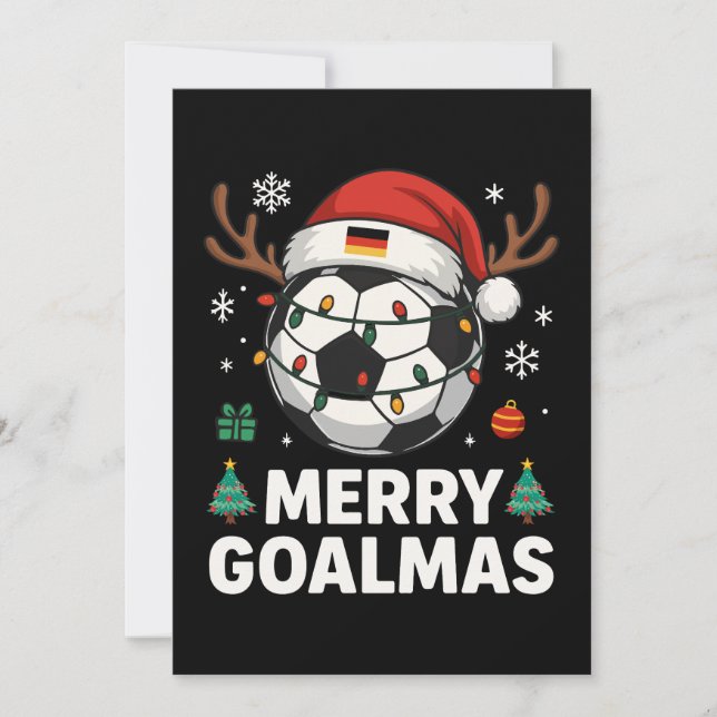 Merry Goalmas - Funny Soccer Christmas Invitation (Front)