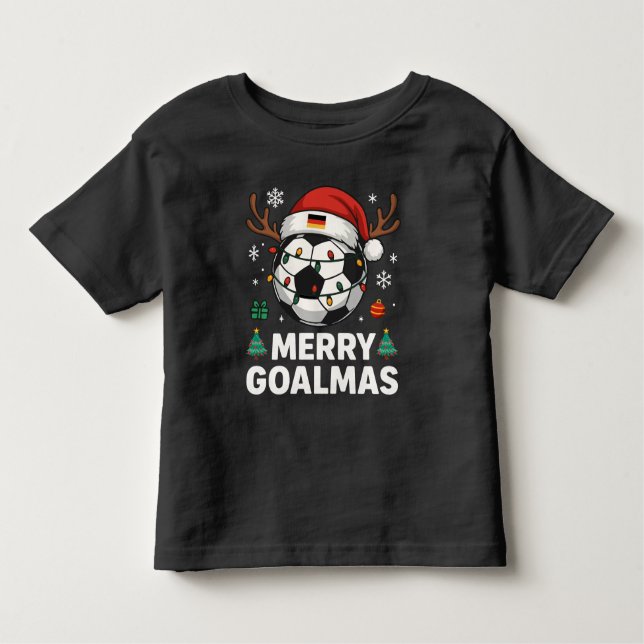 Merry Goalmas - Funny Soccer Christmas Toddler T-Shirt (Front)
