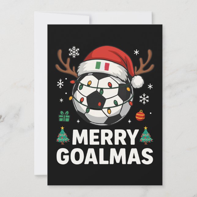 Merry Goalmas Italy - Funny Soccer Christmas Invitation (Front)