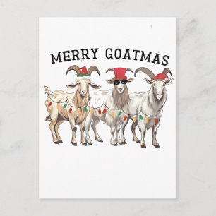 Merry Goatmas Animal Goat Lover Merry Christmas Announcement Postcard