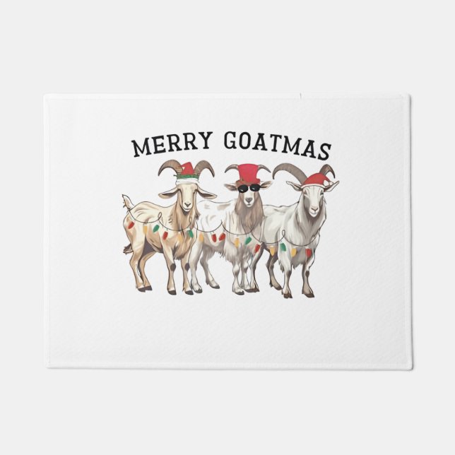 Merry Goatmas Animal Goat Lover Merry Christmas  Doormat (Front)