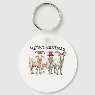 Merry Goatmas Animal Goat Lover Merry Christmas  Key Ring