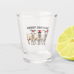 Merry Goatmas Animal Goat Lover Merry Christmas Shot Glass