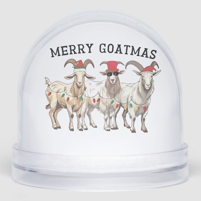Merry Goatmas Animal Goat Lover Merry Christmas  Snowglobe (Front)