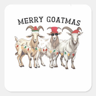 Merry Goatmas Animal Goat Lover Merry Christmas  Square Sticker