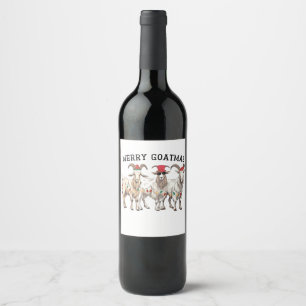 Merry Goatmas Animal Goat Lover Merry Christmas Wine Label