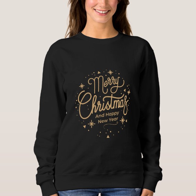 Merry Gold Christmas Novelty blk Sweatshirt (Front)