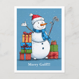 "Merry Golf!" Customizable Holiday Card for Golfer