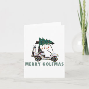 Merry Golfmas Golf Cart Christmas Lights Golfer Go Card
