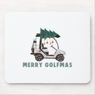 Merry Golfmas Golf Cart Christmas Lights Golfer Go Mouse Pad