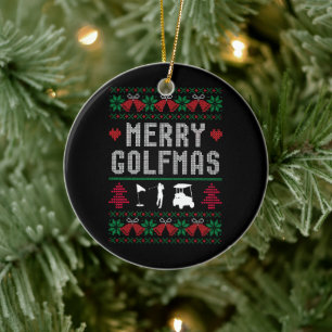Merry Golfmas Golf Golfing Golfer Ugly Christmas Ceramic Ornament