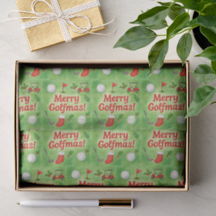 'Merry Golfmas!' Watercolor Playful Typography Tissue Paper