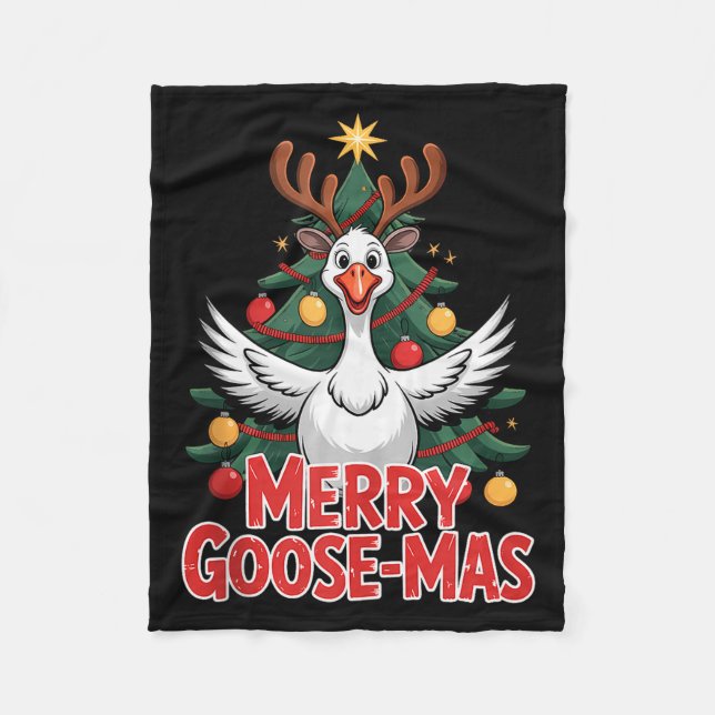 Merry Goose-mas Reindeer Antlers Funny Christmas G Fleece Blanket (Front)