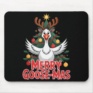 Merry Goose-mas Reindeer Antlers Funny Christmas G Mouse Pad