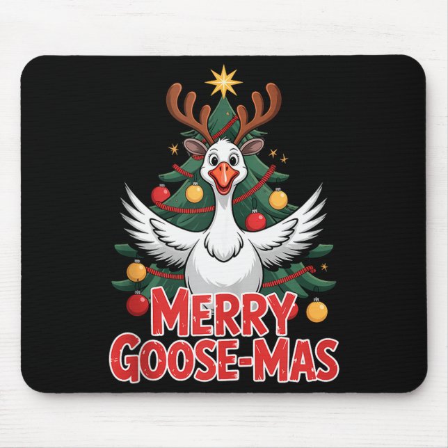 Merry Goose-mas Reindeer Antlers Funny Christmas G Mouse Pad (Front)