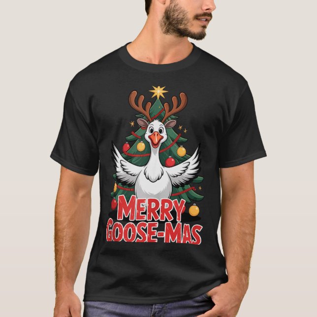 Merry Goose-mas Reindeer Antlers Funny Christmas G T-Shirt (Front)