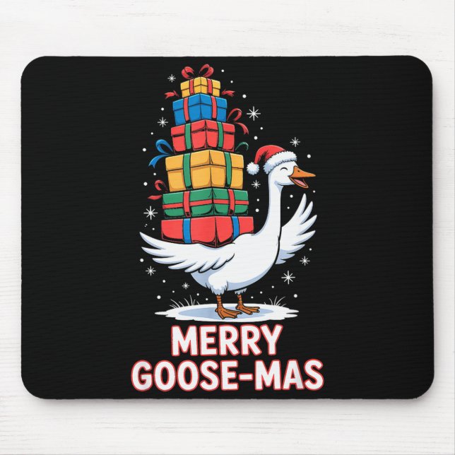Merry Goose-mas With Xmas Funny Christmas Goose  Mouse Pad (Front)