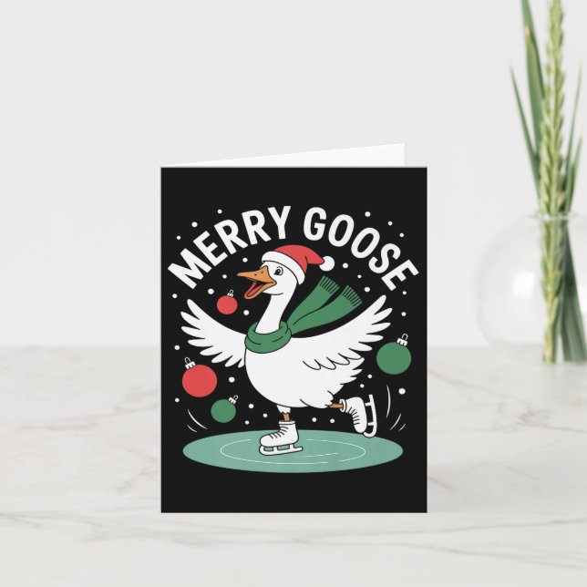 Merry Goose On The Loose Funny Christmas Silly Hum Card (Front)