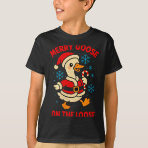 Merry Goose On The Loose Silly Christmas Holiday F T-Shirt