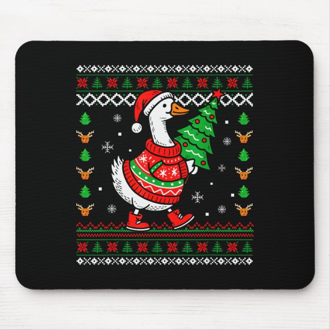 Merry Goosemas Christmas Funny Family Ugly Xmas Me Mouse Pad (Front)