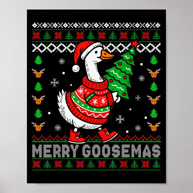 Merry Goosemas Christmas Funny Family Ugly Xmas Me Poster (Front)