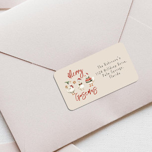 Merry Goosemas Christmas Holiday Label