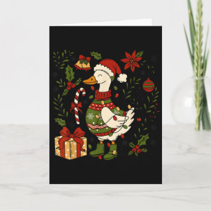 Merry Goosemas Christmas Lights Goose Duck Boho Fl Card