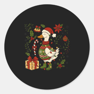 Merry Goosemas Christmas Lights Goose Duck Boho Fl Classic Round Sticker